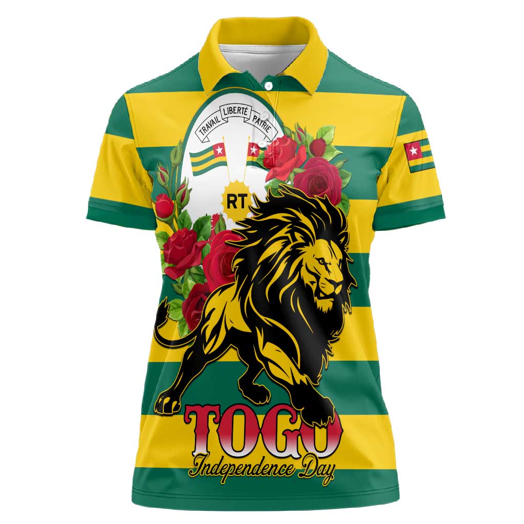 Togo Independence Day Women Polo Shirt Lion With Rosa Flag Style