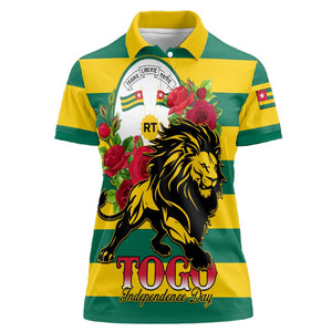 Togo Independence Day Women Polo Shirt Lion With Rosa Flag Style