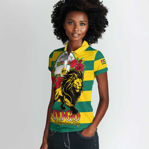 Togo Independence Day Women Polo Shirt Lion With Rosa Flag Style