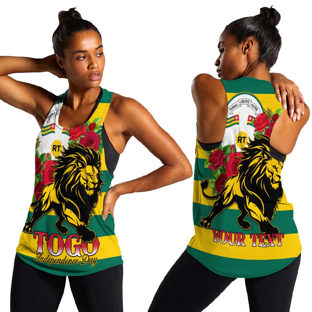 Togo Independence Day Women Racerback Tank Lion With Rosa Flag Style