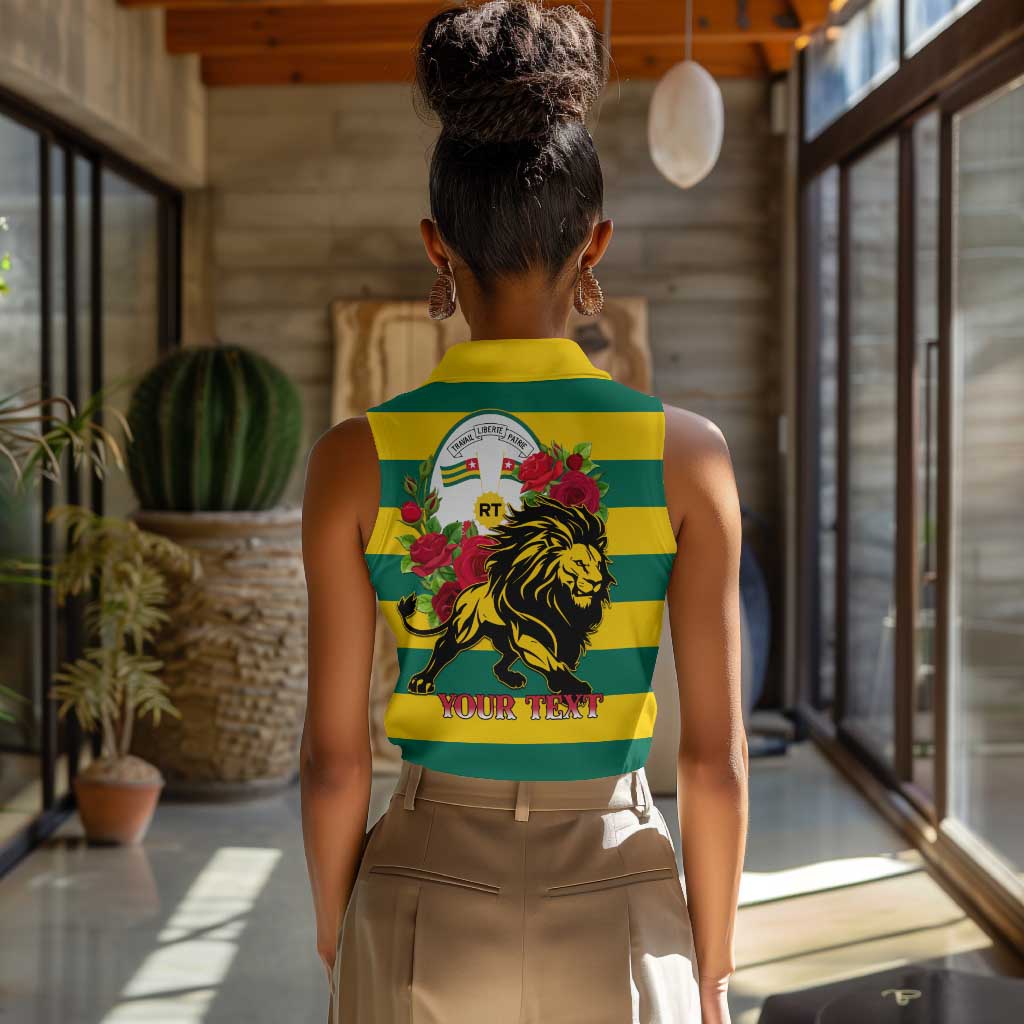 Togo Independence Day Women Sleeveless Polo Shirt Lion With Rosa Flag Style