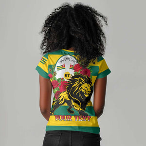 Togo Independence Day Women V-Neck T-Shirt Lion With Rosa Flag Style