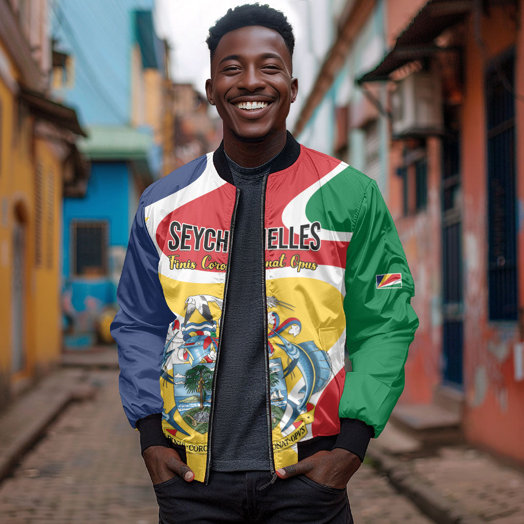 Personalized Seychelles Bomber Jacket Finis Coronat Opus
