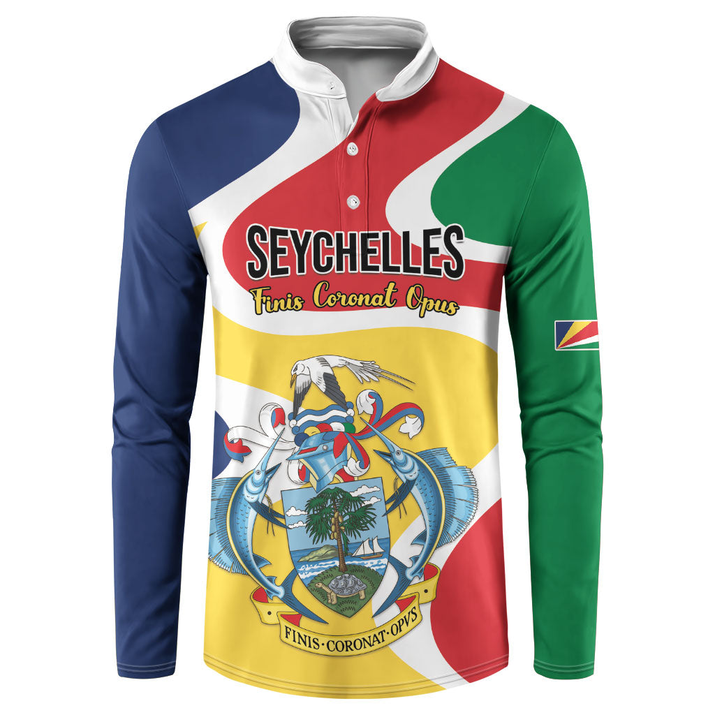 Personalized Seychelles Button Sweatshirt Finis Coronat Opus