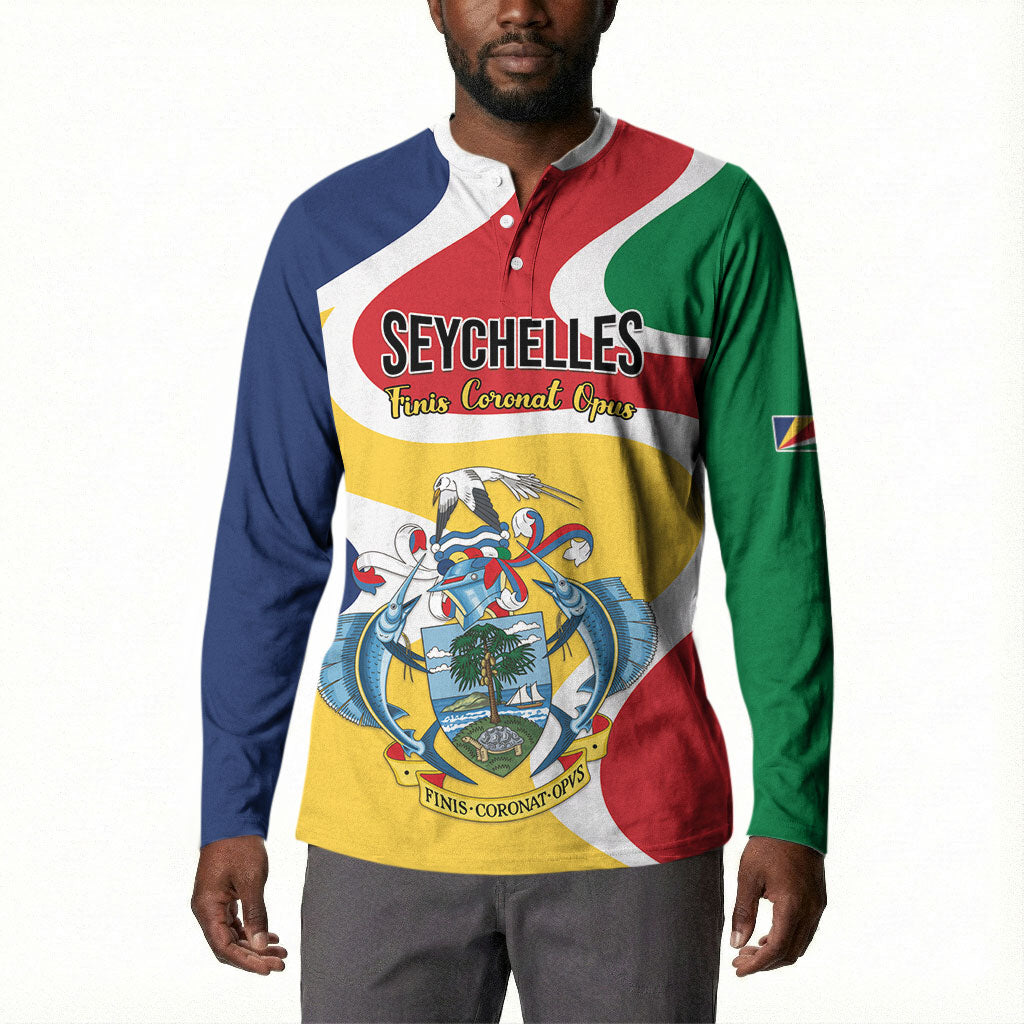 Personalized Seychelles Button Sweatshirt Finis Coronat Opus
