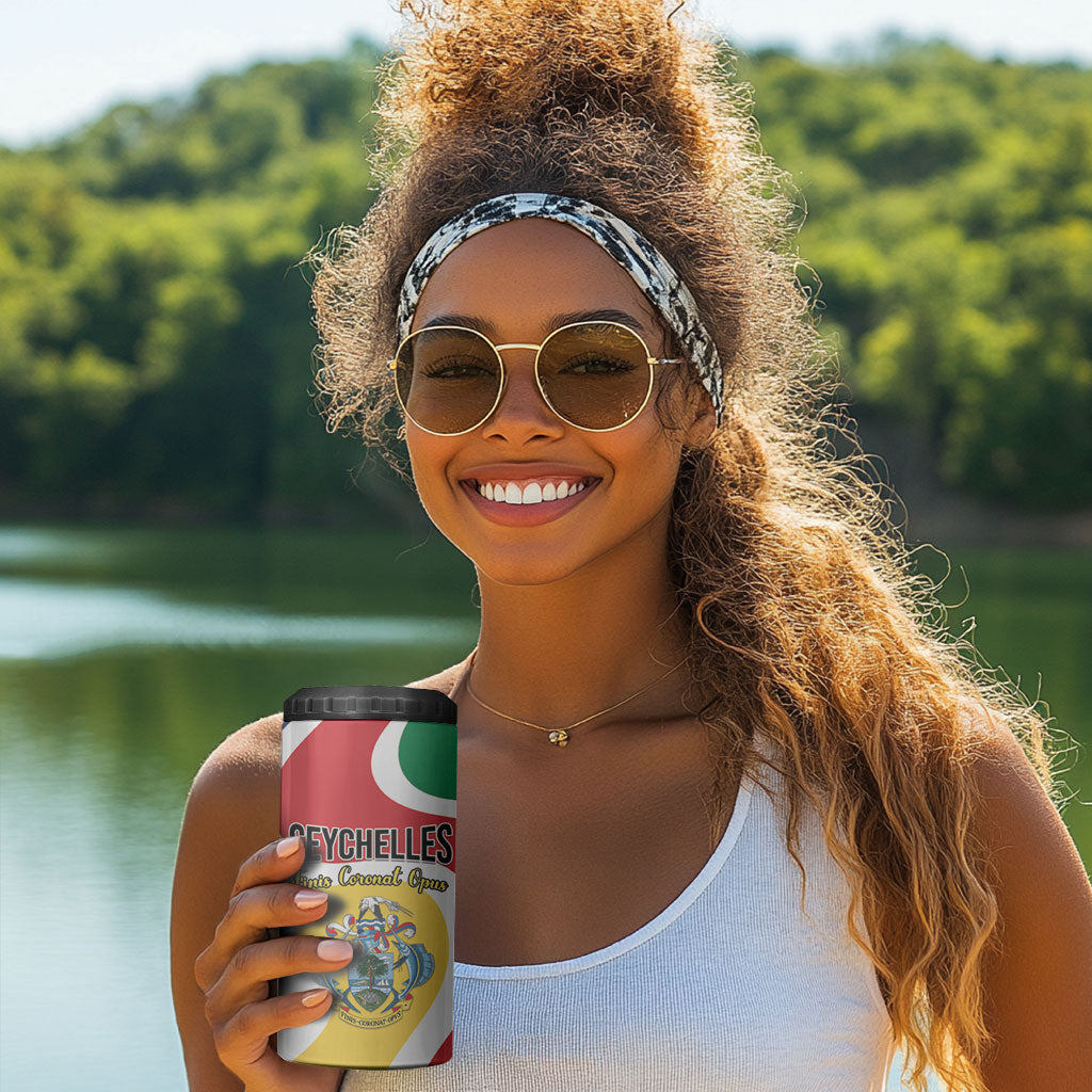 Personalized Seychelles 4 in 1 Can Cooler Tumbler Finis Coronat Opus