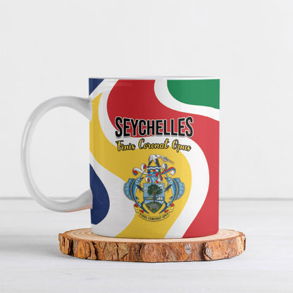 Personalized Seychelles Ceramic Mug Finis Coronat Opus