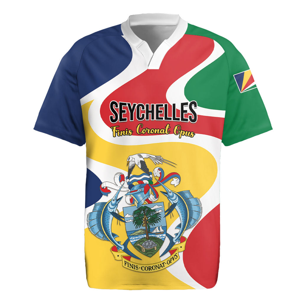 Personalized Seychelles Rugby Jersey Finis Coronat Opus