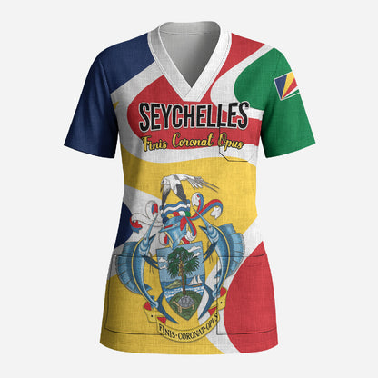 Personalized Seychelles Scrub Top Finis Coronat Opus