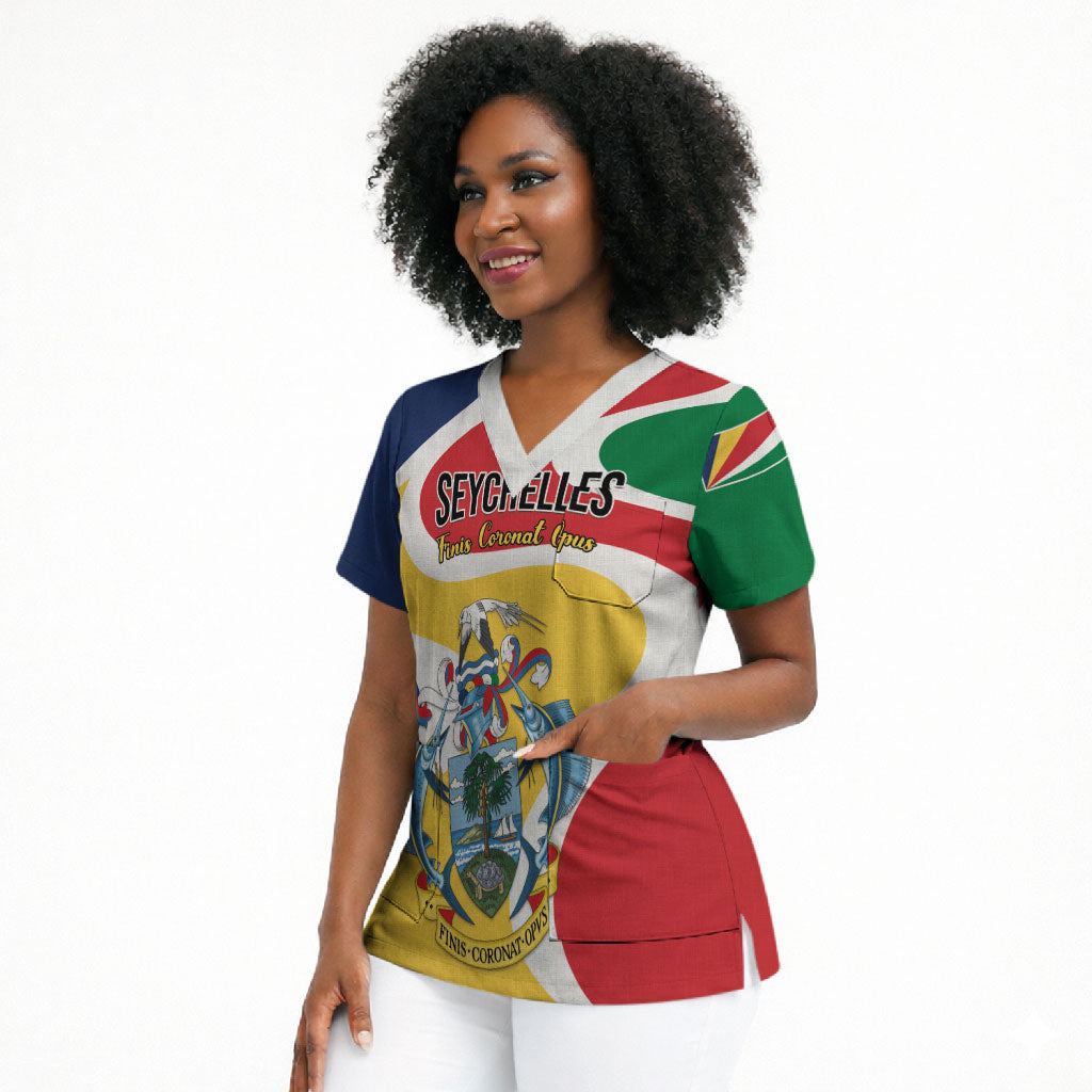 Personalized Seychelles Scrub Top Finis Coronat Opus