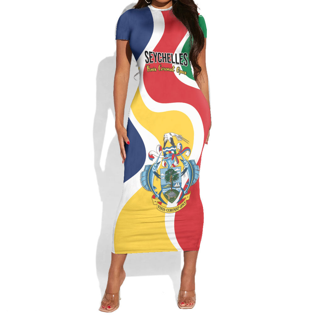Personalized Seychelles Short Sleeve Bodycon Dress Finis Coronat Opus