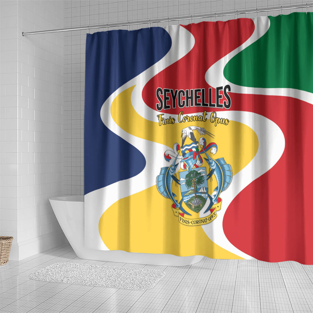 Seychelles Shower Curtain Finis Coronat Opus