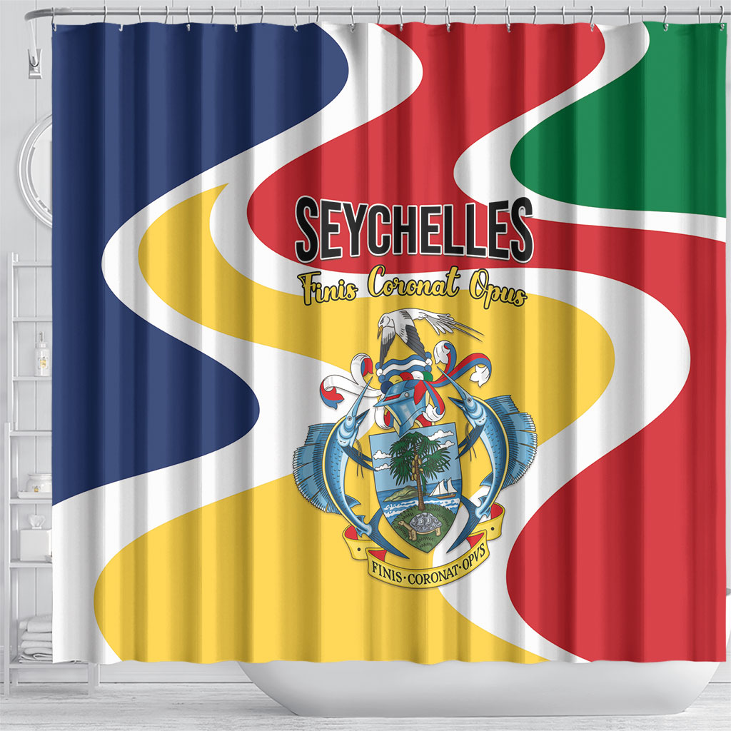 Seychelles Shower Curtain Finis Coronat Opus