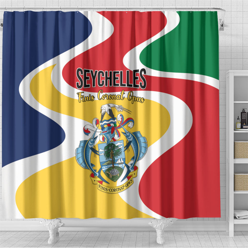 Seychelles Shower Curtain Finis Coronat Opus