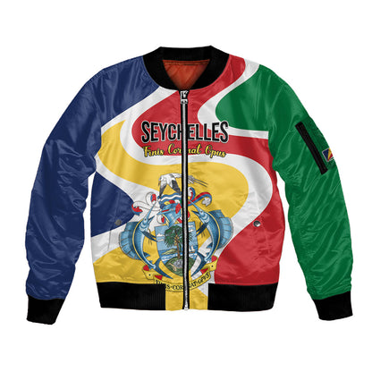 Personalized Seychelles Sleeve Zip Bomber Jacket Finis Coronat Opus