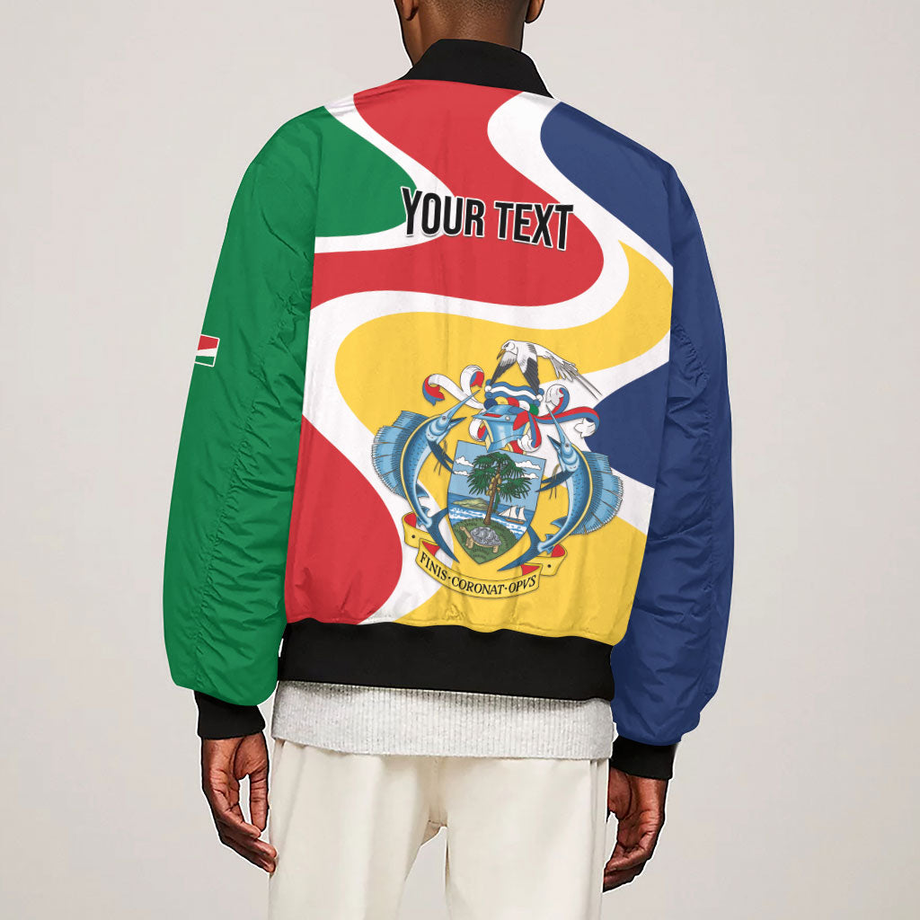 Personalized Seychelles Sleeve Zip Bomber Jacket Finis Coronat Opus
