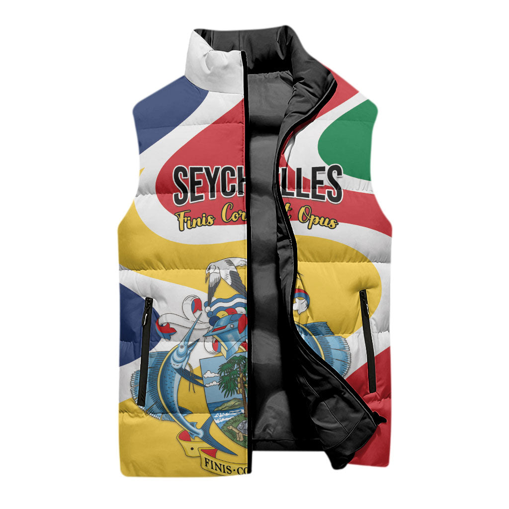 Personalized Seychelles Sleeveless Puffer Jacket Finis Coronat Opus