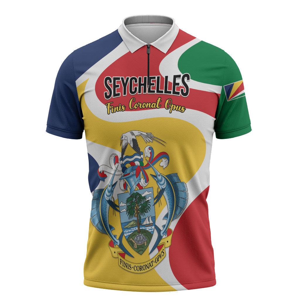 Personalized Seychelles Zipper Polo Shirt Finis Coronat Opus