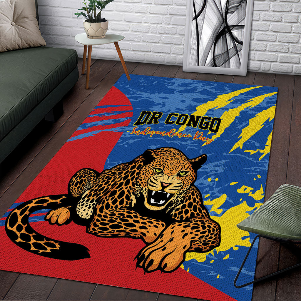 DR Congo Independence Day Area Rug Congo-Kinshasa Leopard