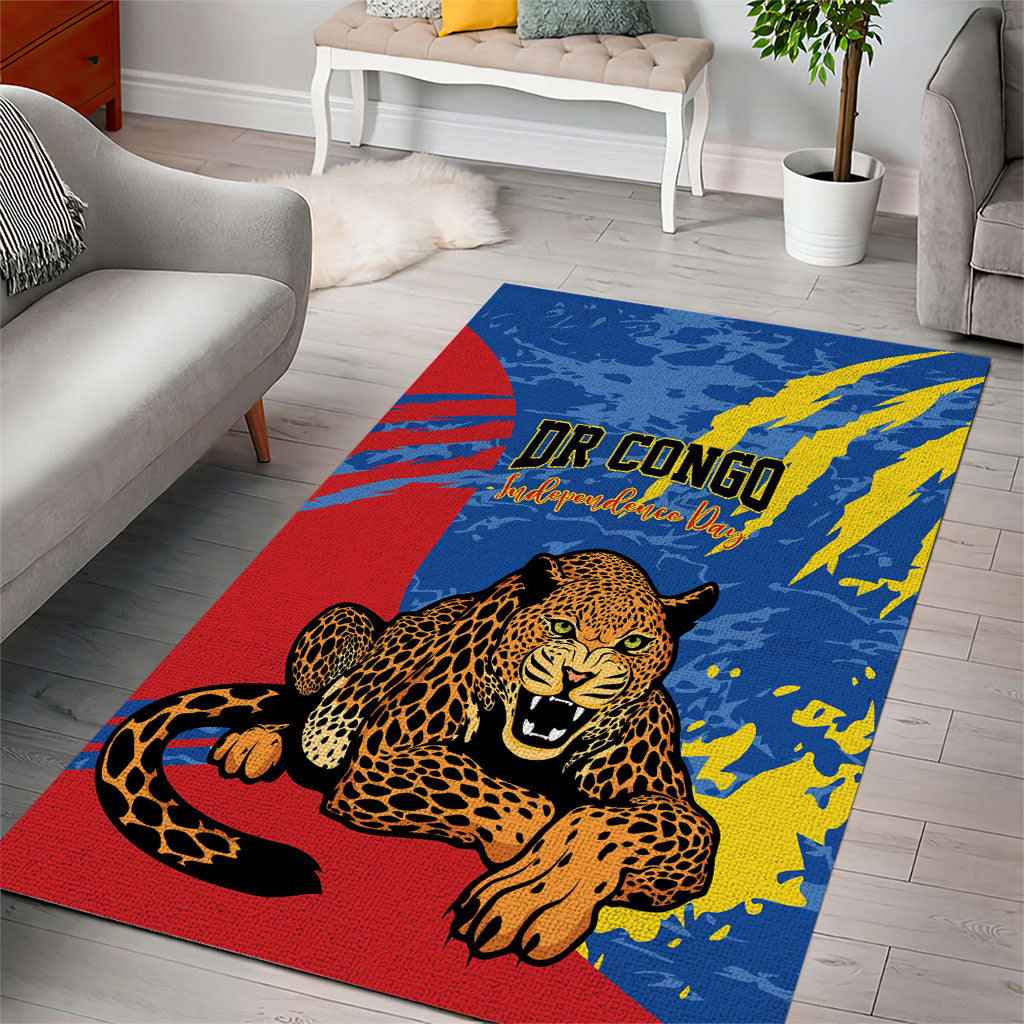DR Congo Independence Day Area Rug Congo-Kinshasa Leopard