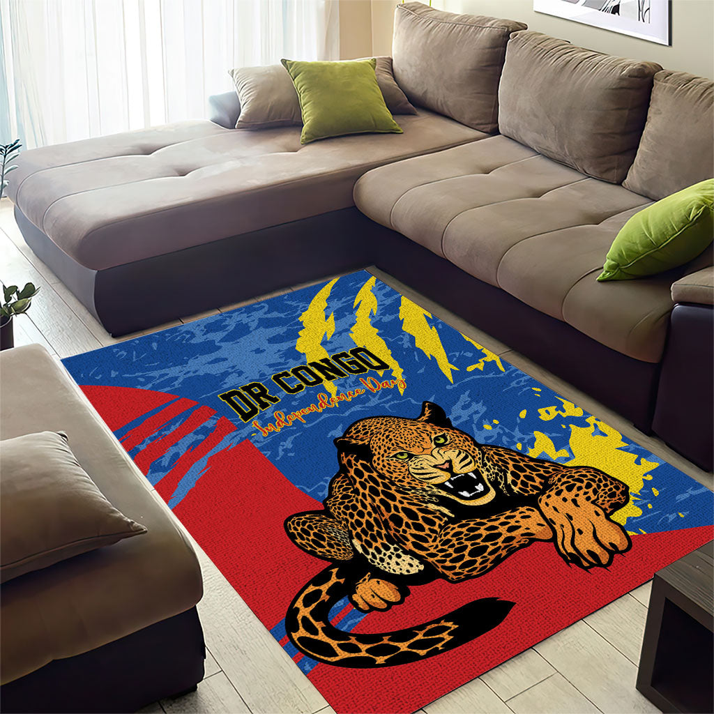 DR Congo Independence Day Area Rug Congo-Kinshasa Leopard