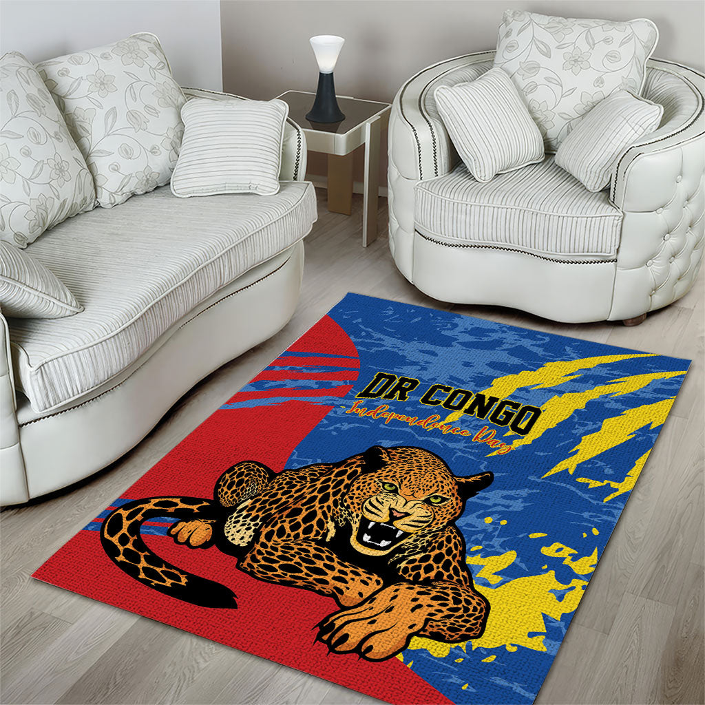 DR Congo Independence Day Area Rug Congo-Kinshasa Leopard