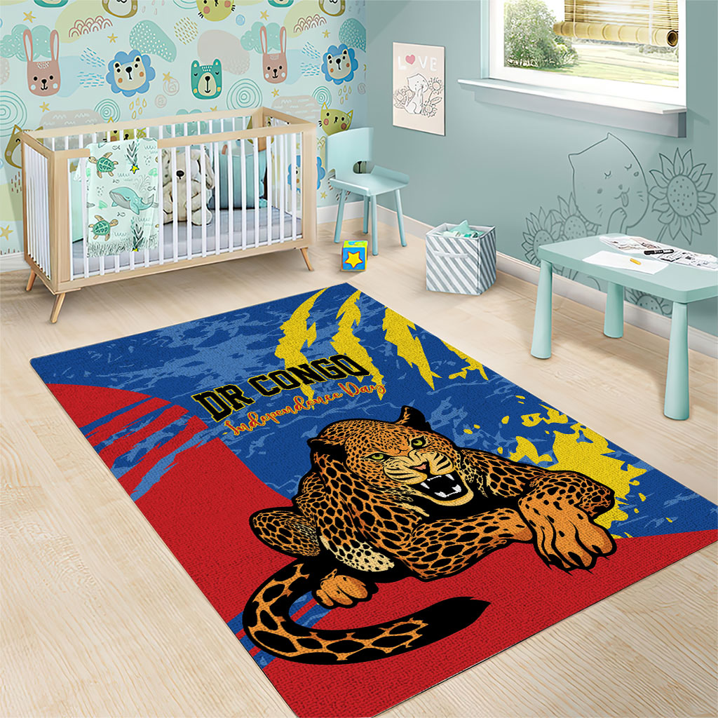 DR Congo Independence Day Area Rug Congo-Kinshasa Leopard