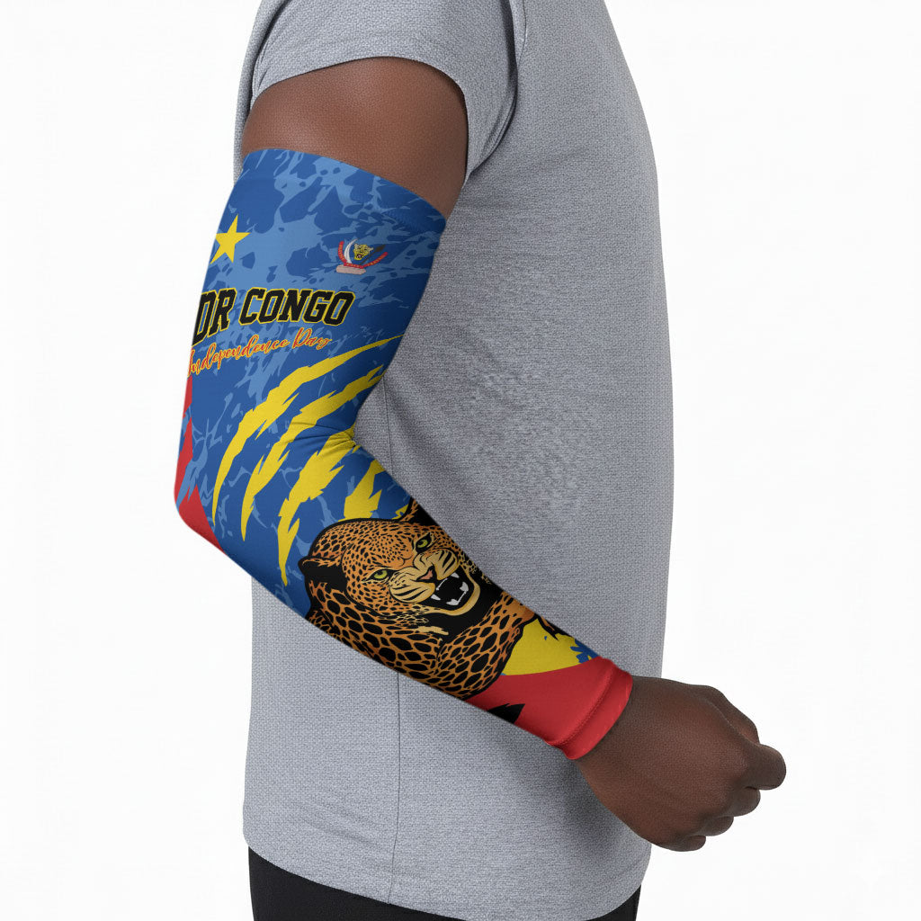 Personalized DR Congo Independence Day Arm Sleeves Congo-Kinshasa Leopard