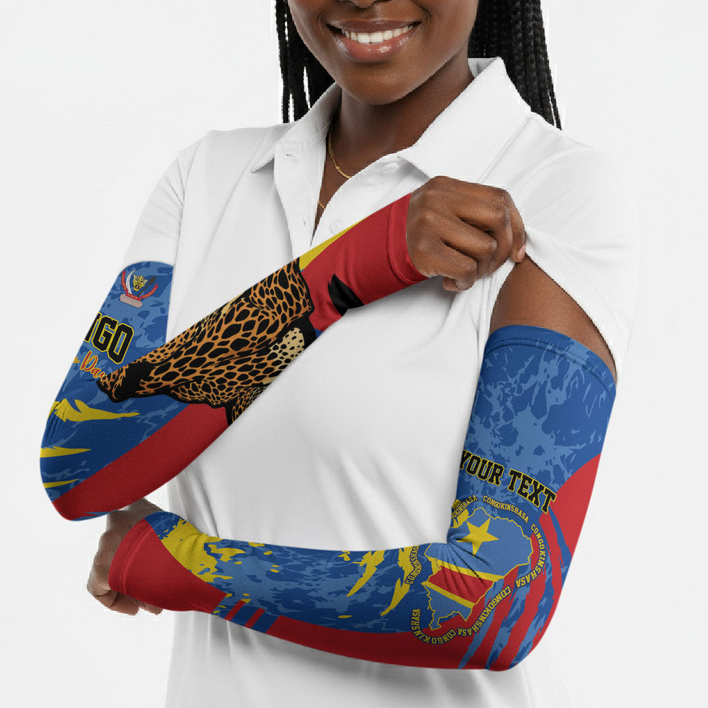 Personalized DR Congo Independence Day Arm Sleeves Congo-Kinshasa Leopard