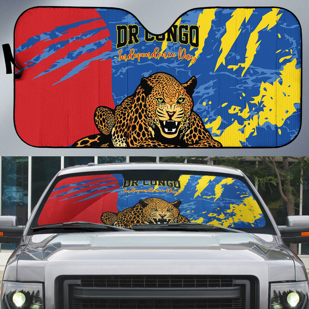 DR Congo Independence Day Auto Sun Shade Congo-Kinshasa Leopard