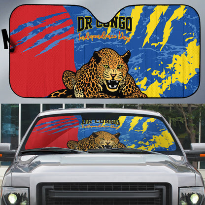 DR Congo Independence Day Auto Sun Shade Congo-Kinshasa Leopard