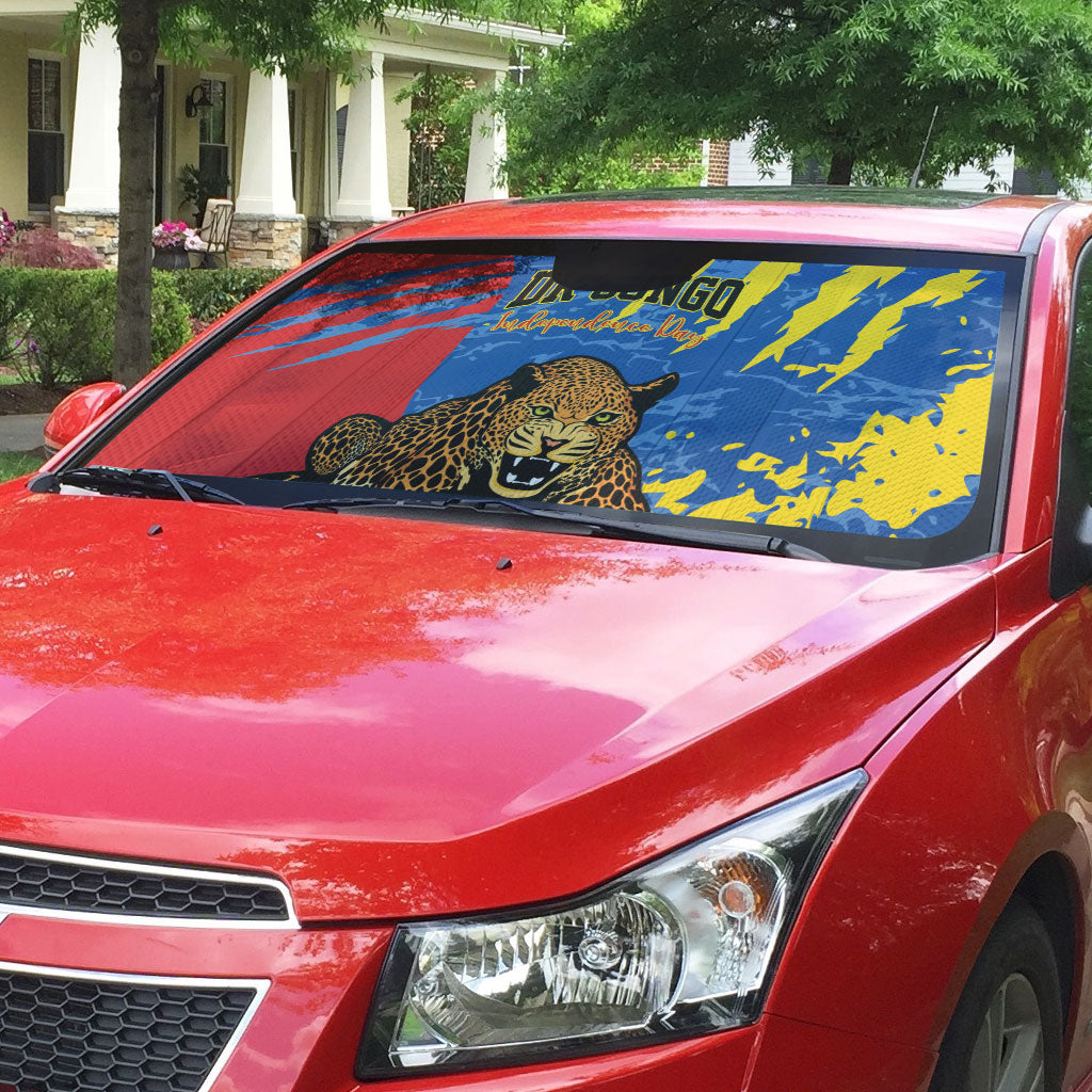 DR Congo Independence Day Auto Sun Shade Congo-Kinshasa Leopard