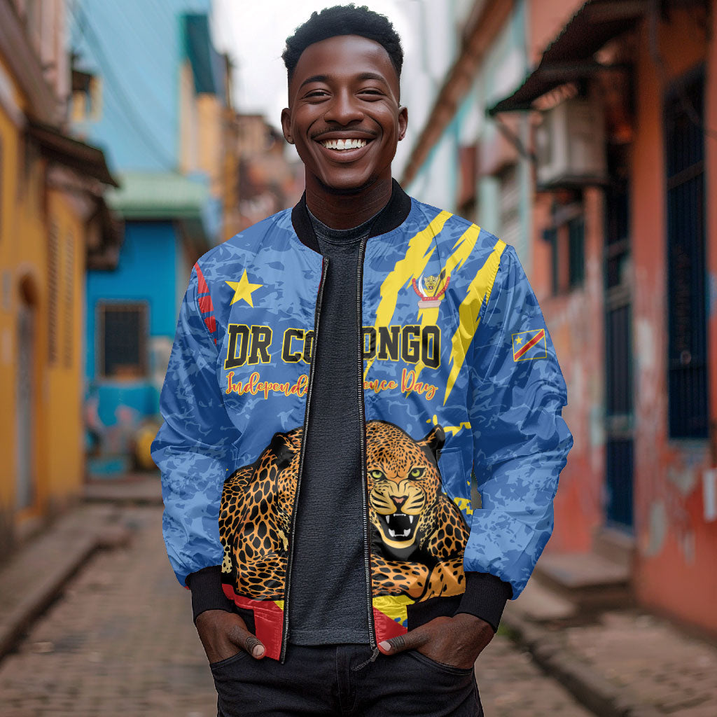 Personalized DR Congo Independence Day Bomber Jacket Congo-Kinshasa Leopard