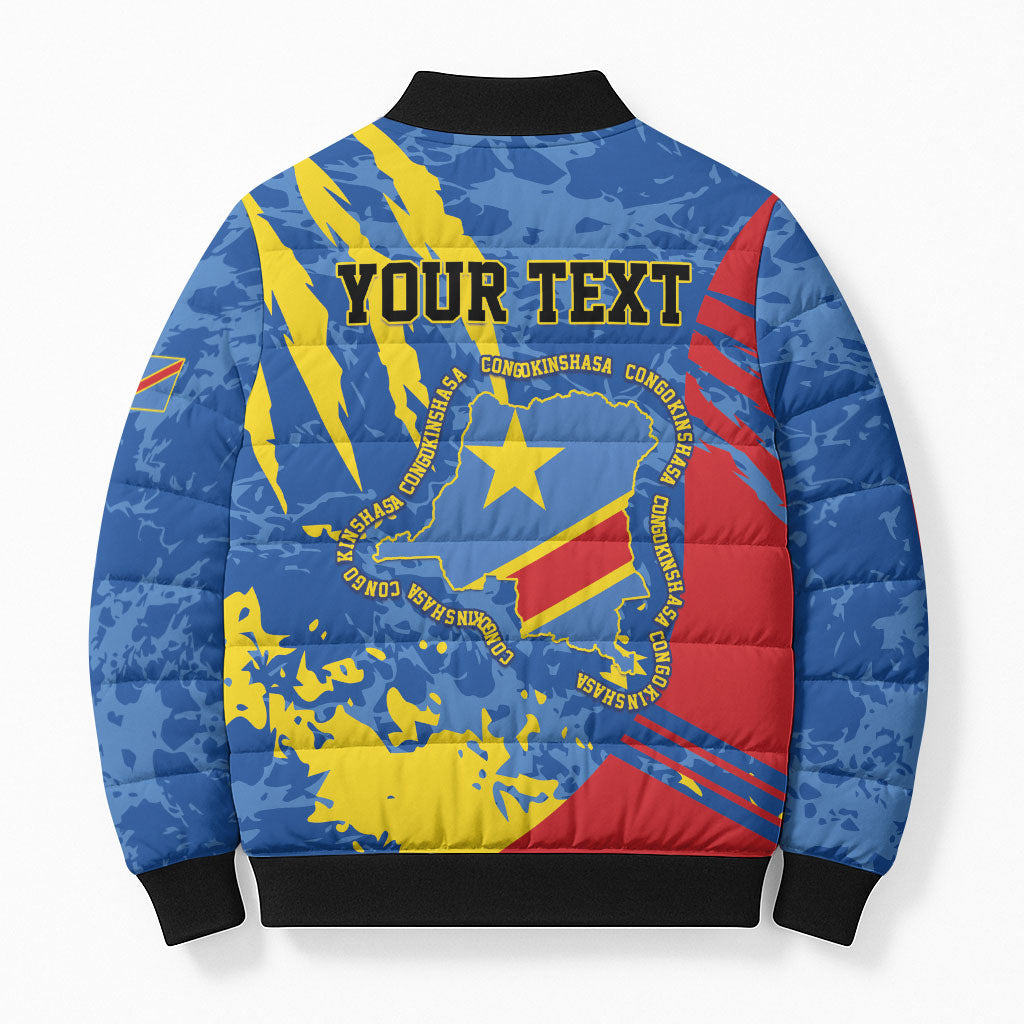 Personalized DR Congo Independence Day Bomber Puffer Jacket Congo-Kinshasa Leopard