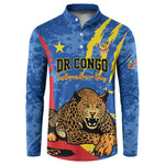 Personalized DR Congo Independence Day Button Sweatshirt Congo-Kinshasa Leopard