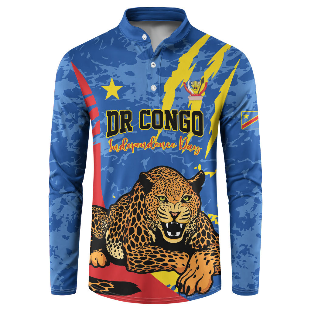 Personalized DR Congo Independence Day Button Sweatshirt Congo-Kinshasa Leopard