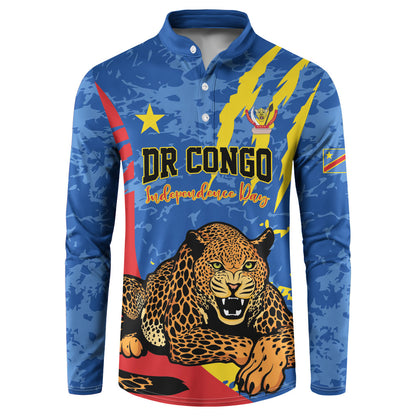 Personalized DR Congo Independence Day Button Sweatshirt Congo-Kinshasa Leopard