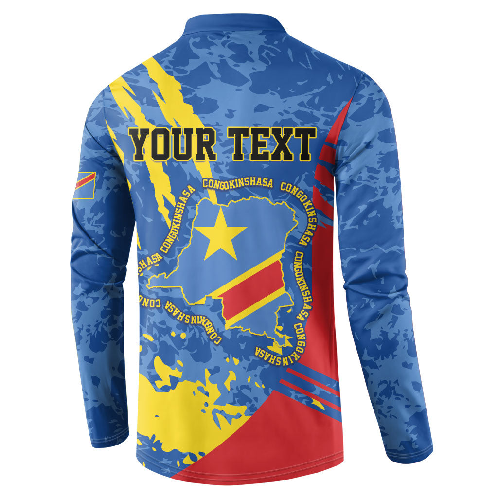 Personalized DR Congo Independence Day Button Sweatshirt Congo-Kinshasa Leopard