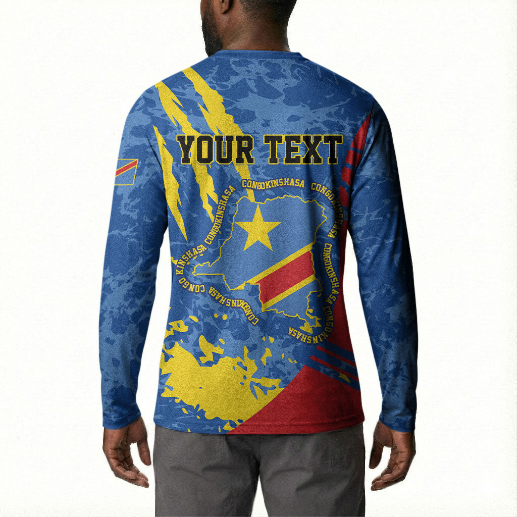 Personalized DR Congo Independence Day Button Sweatshirt Congo-Kinshasa Leopard