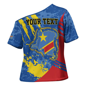 Personalized DR Congo Independence Day Cross Shoulder Shirt Congo-Kinshasa Leopard