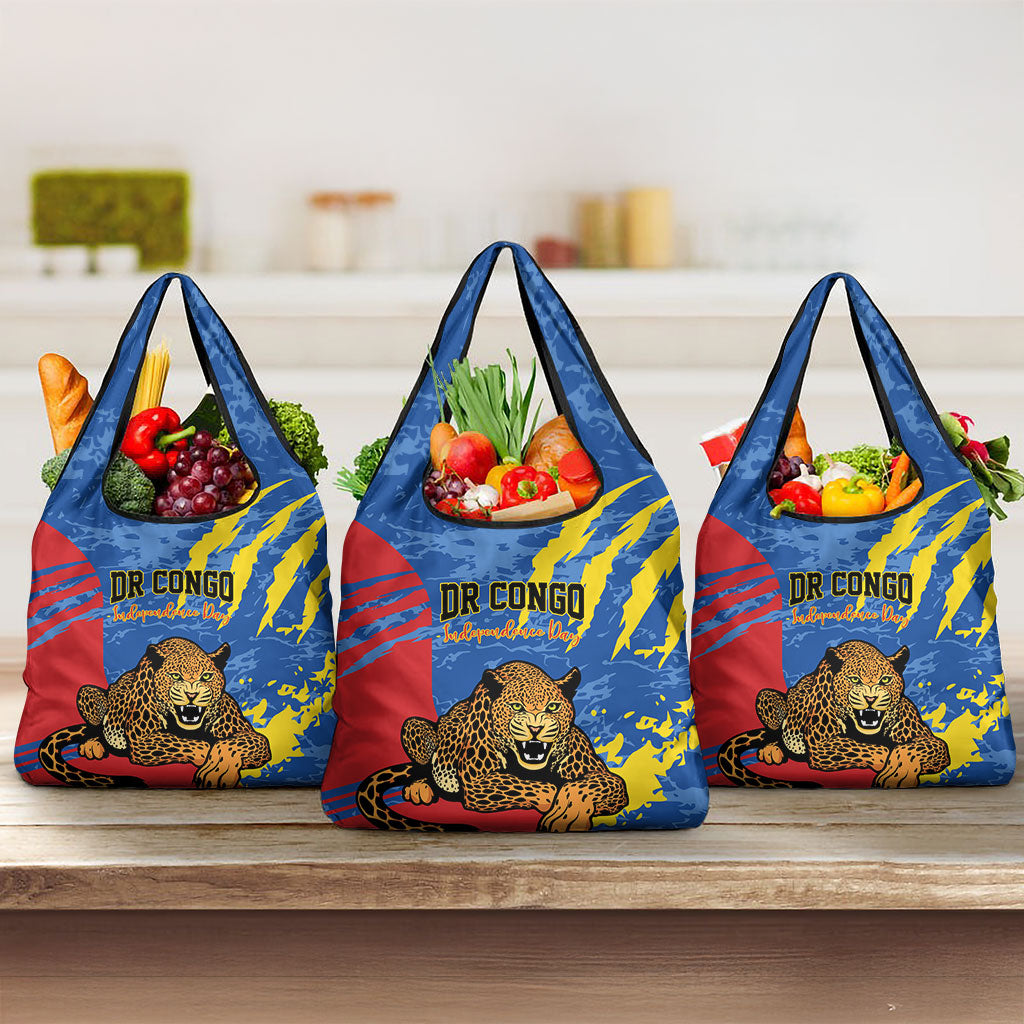 DR Congo Independence Day Grocery Bag Congo-Kinshasa Leopard