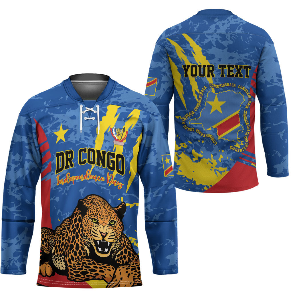 Personalized DR Congo Independence Day Hockey Jersey Congo-Kinshasa Leopard