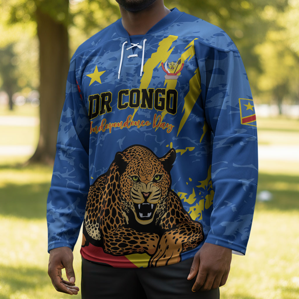 Personalized DR Congo Independence Day Hockey Jersey Congo-Kinshasa Leopard