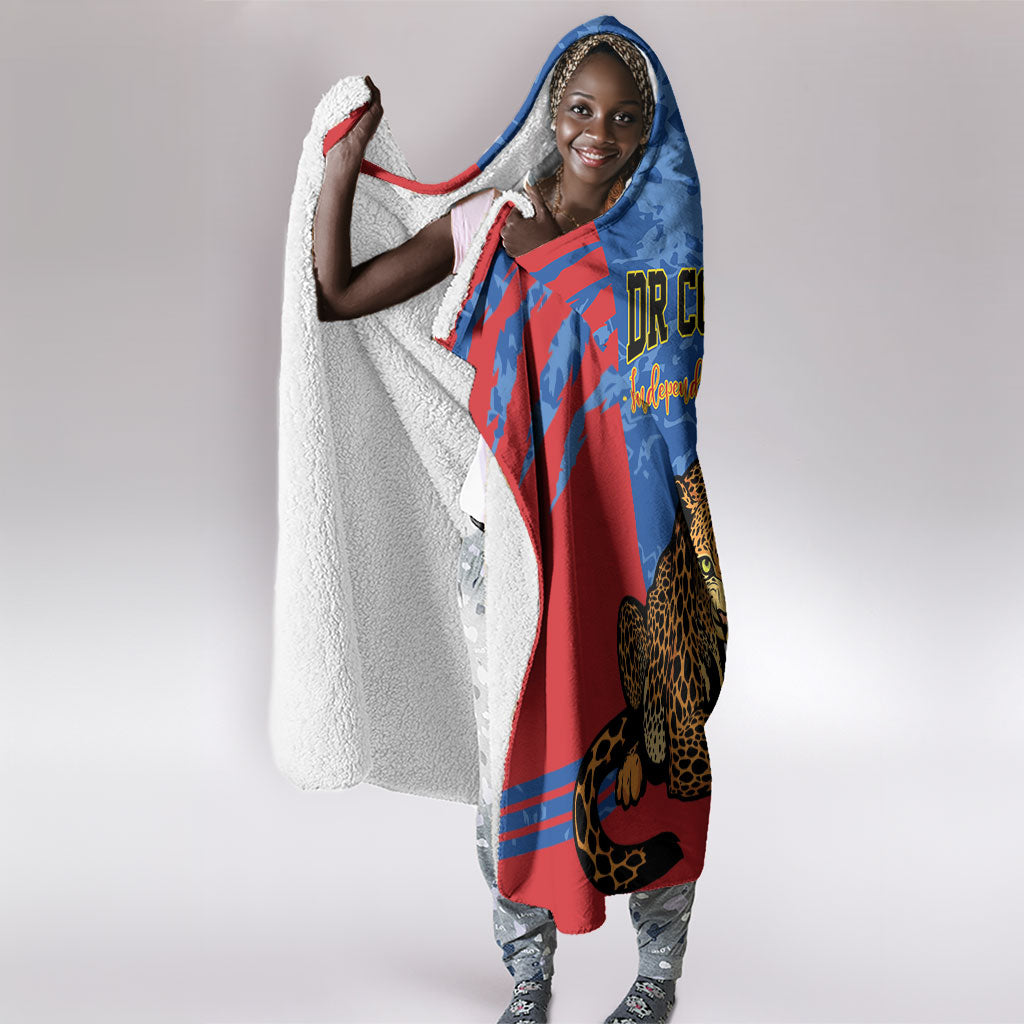 DR Congo Independence Day Hooded Blanket Congo-Kinshasa Leopard