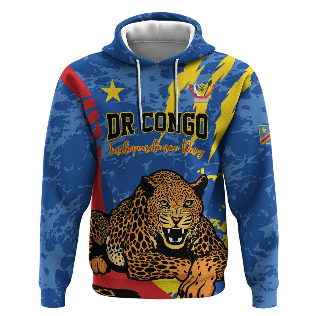 Personalized DR Congo Independence Day Hoodie Congo-Kinshasa Leopard