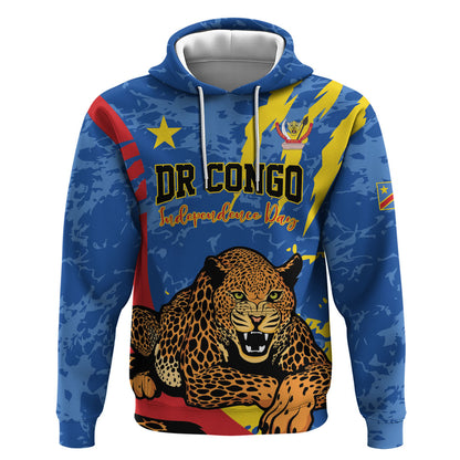 Personalized DR Congo Independence Day Hoodie Congo-Kinshasa Leopard