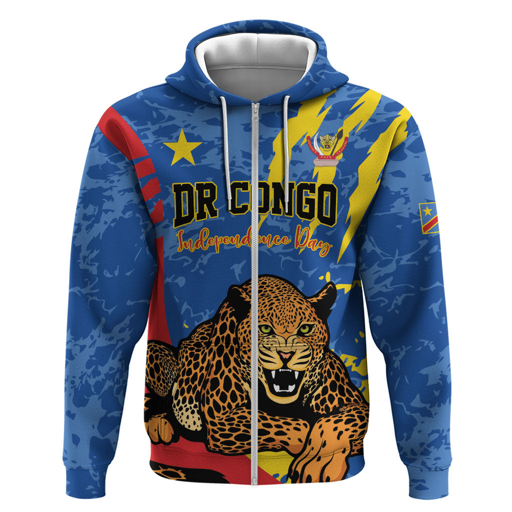 Personalized DR Congo Independence Day Hoodie Congo-Kinshasa Leopard
