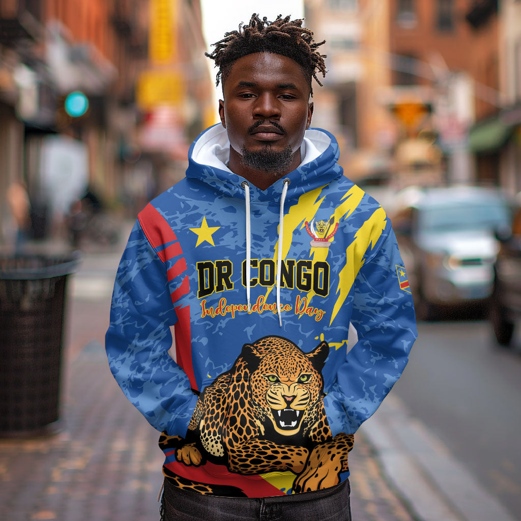 Personalized DR Congo Independence Day Hoodie Congo-Kinshasa Leopard