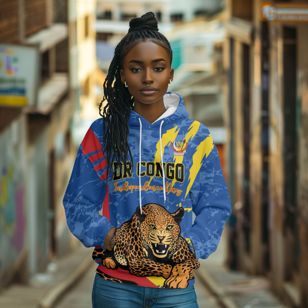 Personalized DR Congo Independence Day Hoodie Congo-Kinshasa Leopard