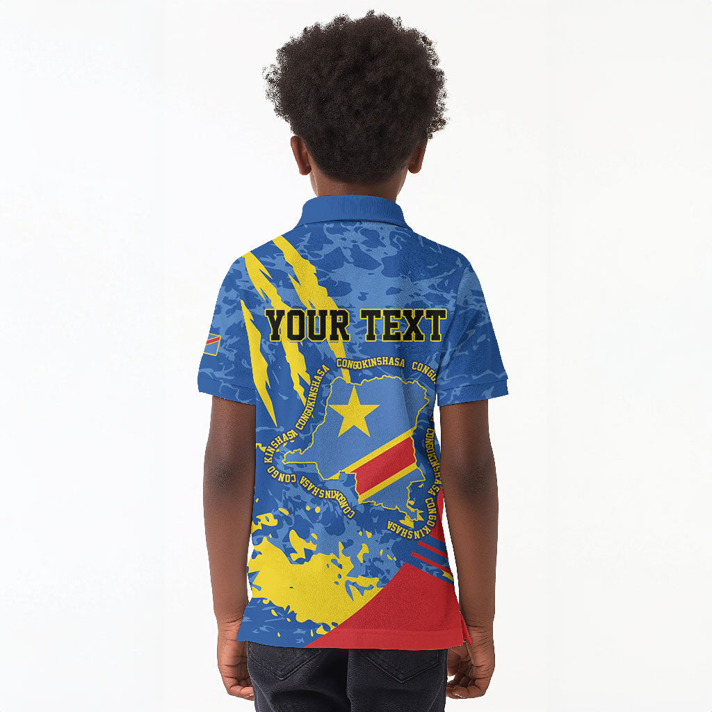 Personalized DR Congo Independence Day Kid Polo Shirt Congo-Kinshasa Leopard